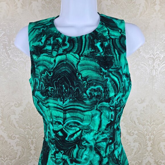 MICHAEL Michael Kors Size 4 Green Black Malachite Look Dress Bodycon Sleeveless - Picture 2 of 14